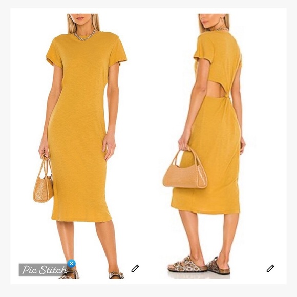 LNA Mayer Tee Midi Dress Honey Gold - Picture 1 of 8